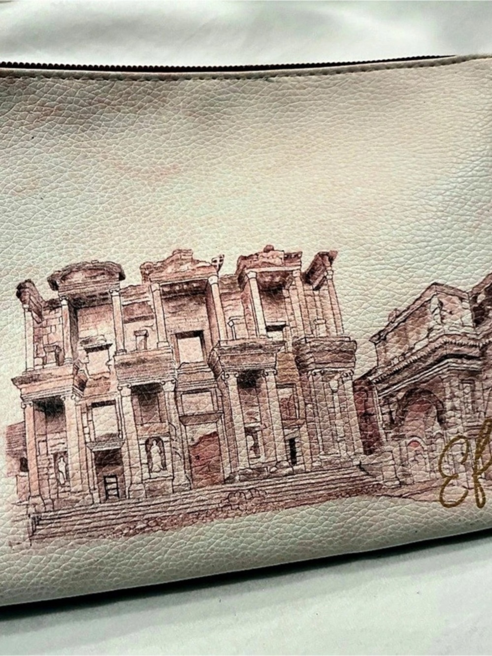 Turkish Airlines UNESCO Red/White Faux Leather Makeup Bag Pouch with Zipper Efra